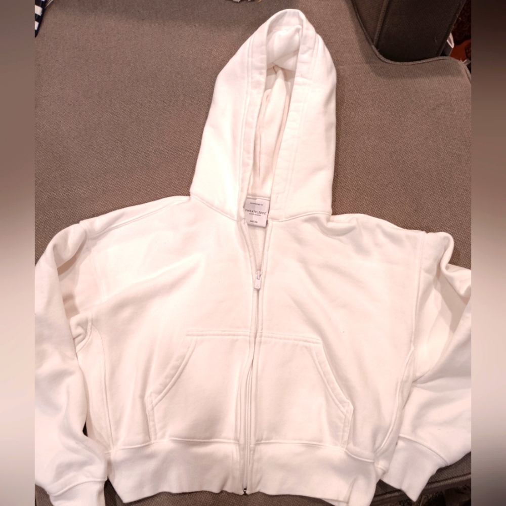 Aritzia White Sweatfleece Hoodie